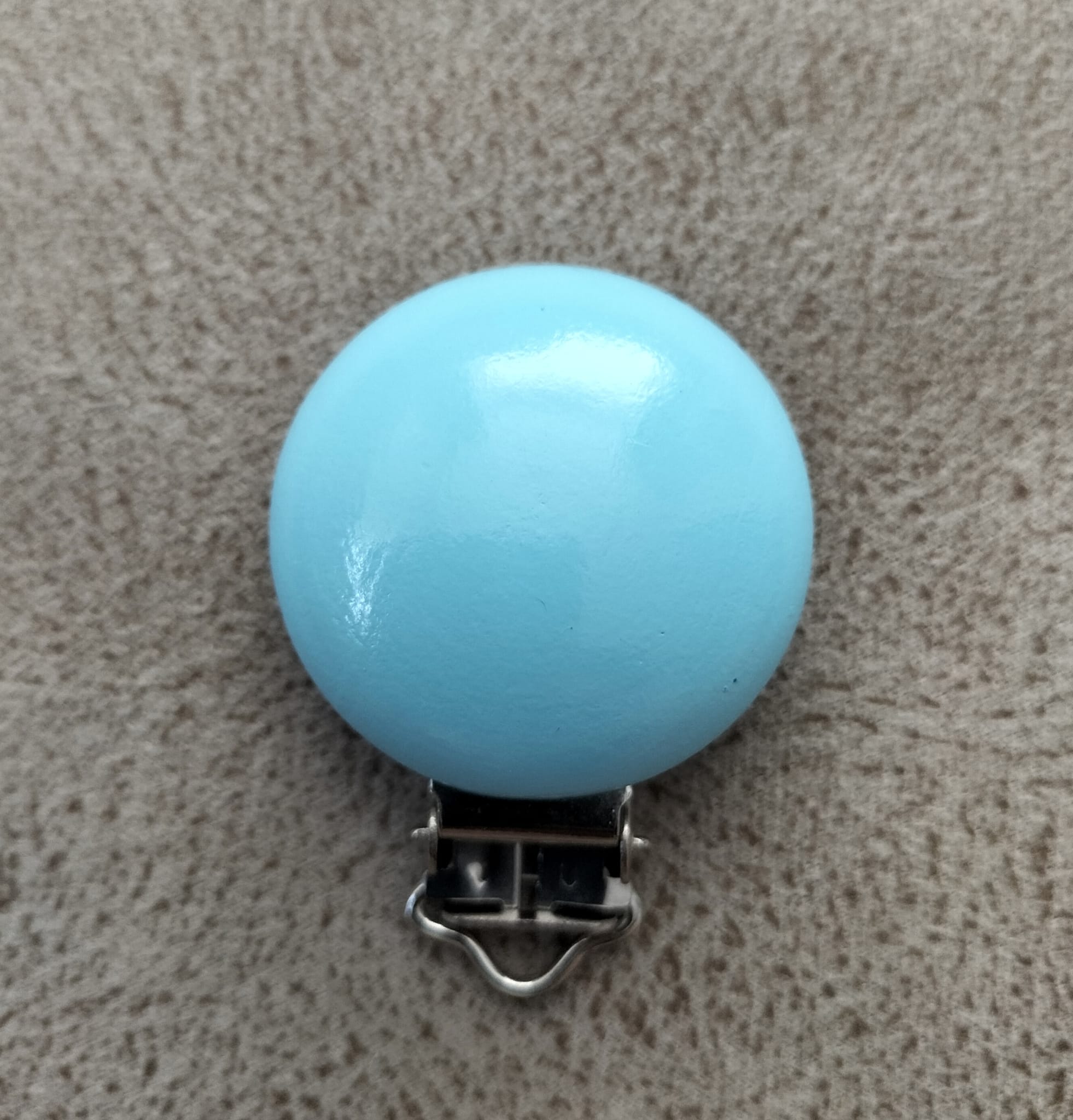 Ahşap Mantar Emzik Klips Mavi 4 cm