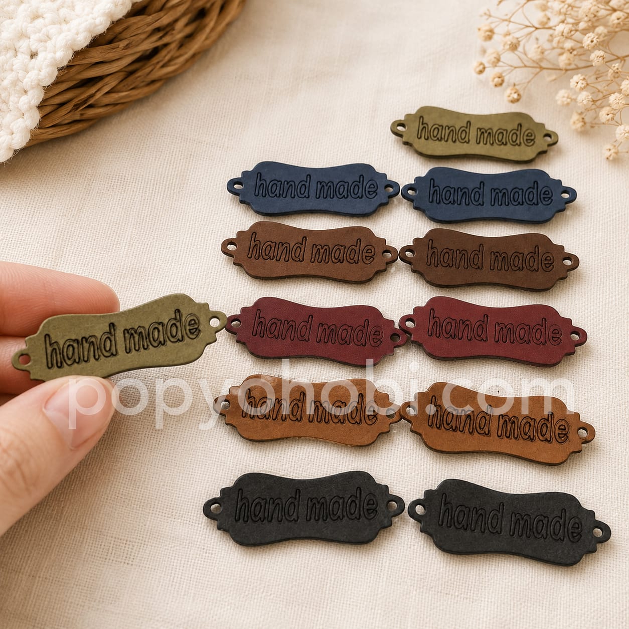 Deri Etiket Dikilebilir Renkli 12 adet (3,5 cm)