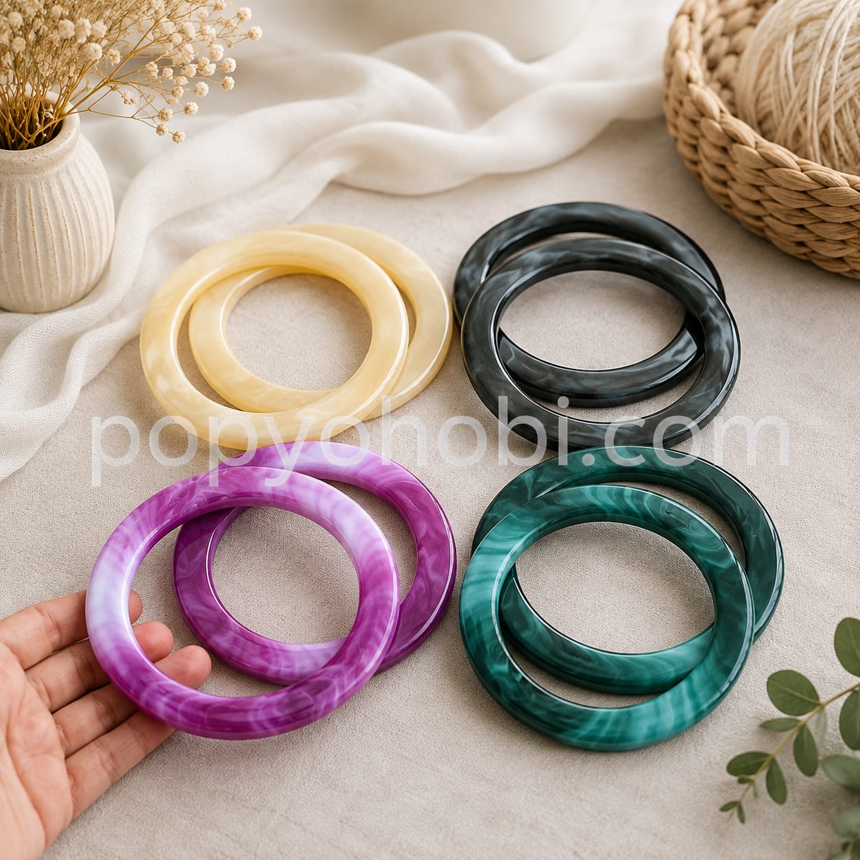 Çanta Sapı Akrilik Yassı 14 cm 1 çift