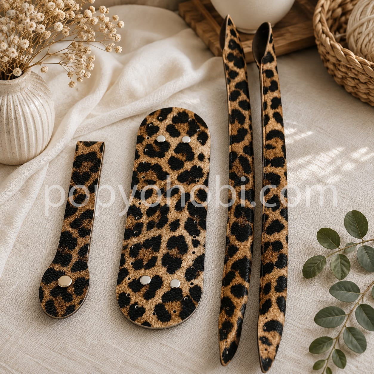 Çanta Seti Leopar Desen 4 Parça Küçük Boy