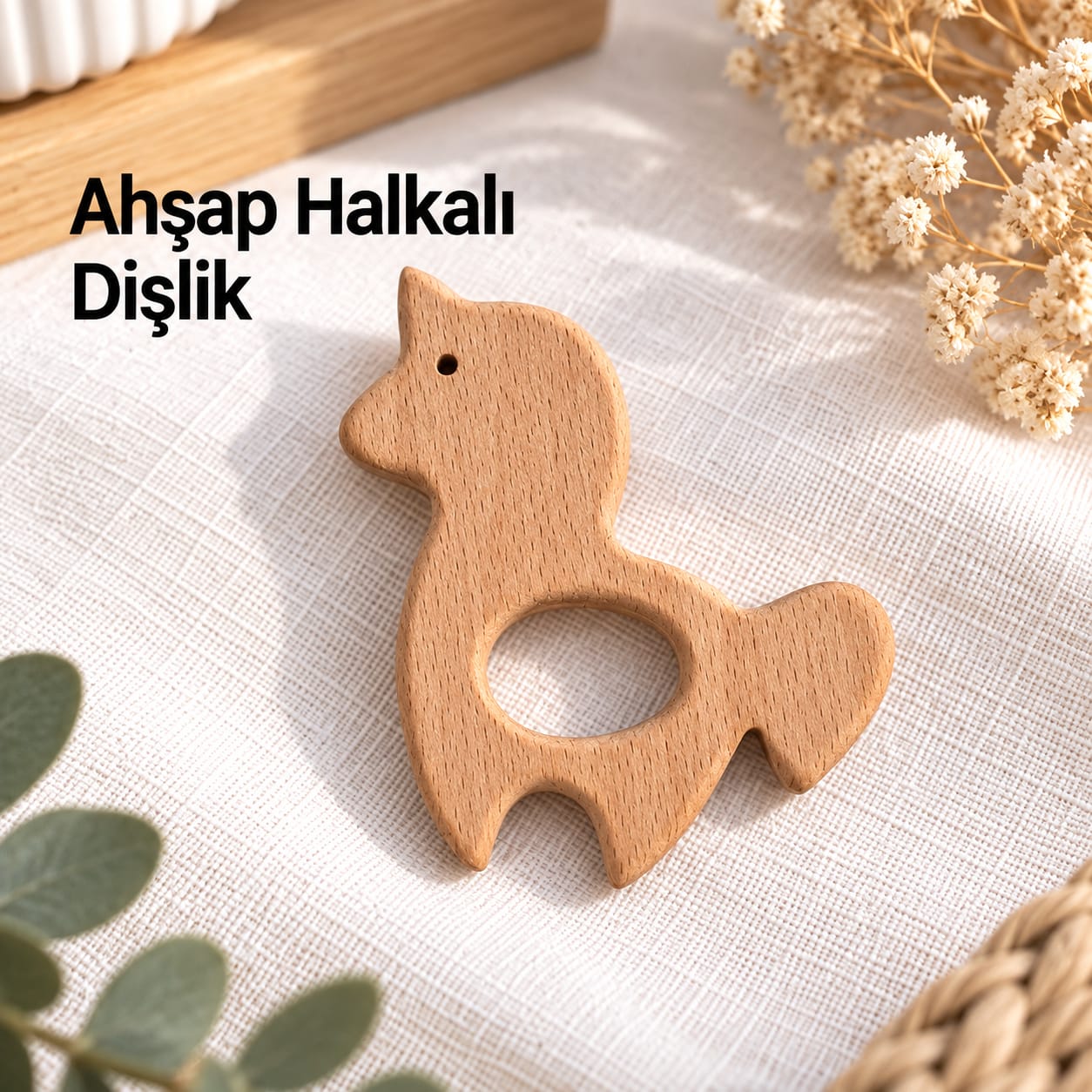Ahşap Diş Kaşıyıcı , dişlik 8 cm At figürlü