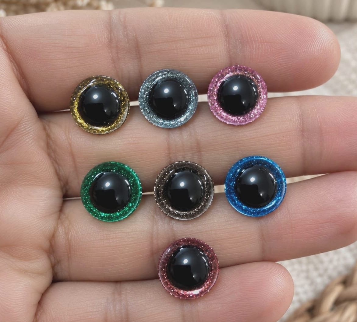 Vidalı Göz simli 12 mm 5 çift Amigurumi