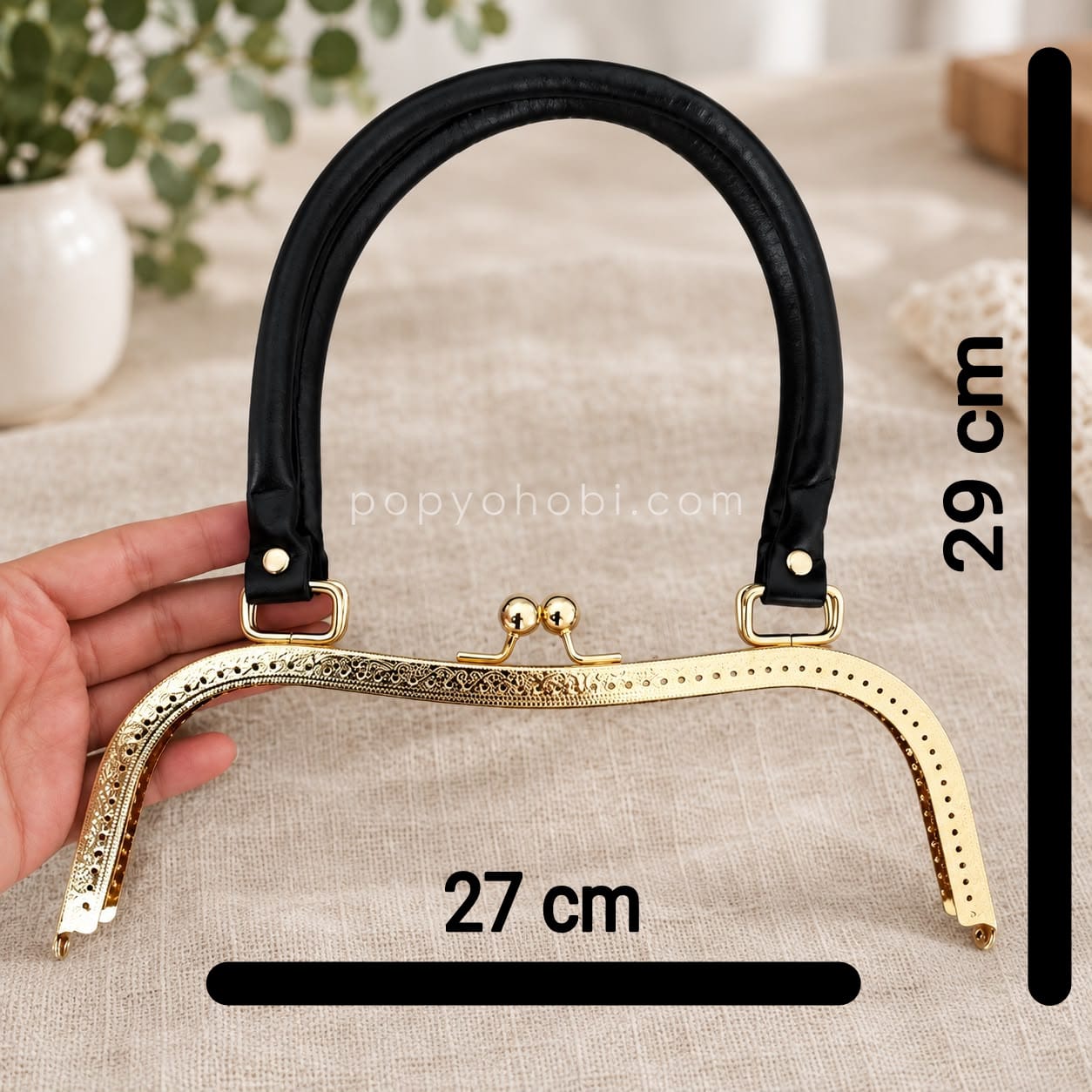 Deri Saplı Çanta Klipsi 27 cm