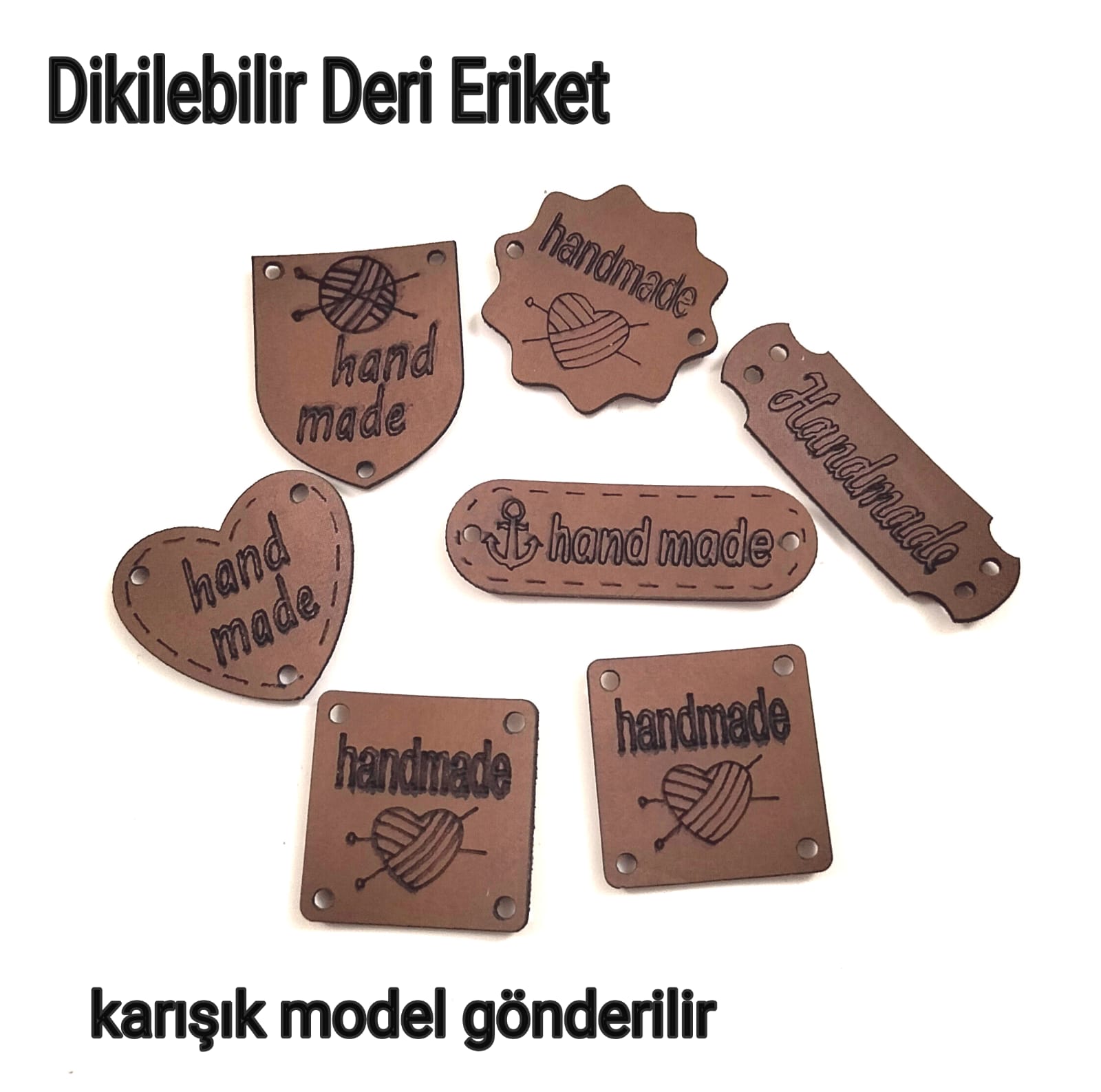 Deri Etiket Dikileblir 12 adet karışık model