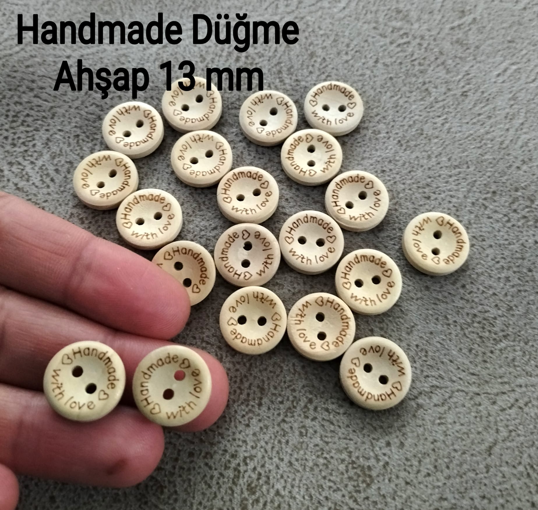 Ahşap Handmade Düğme 13 mm (20 adet)
