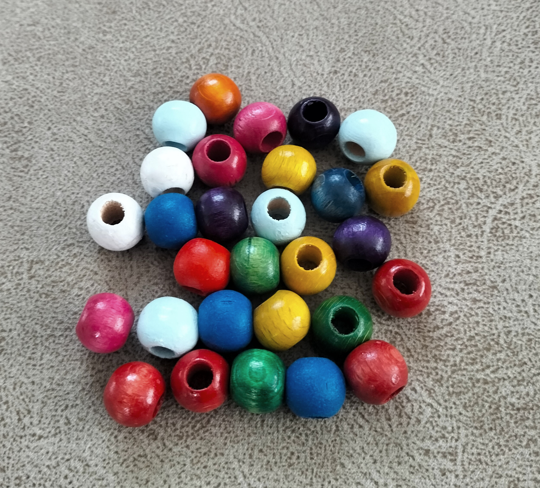 Ahşap Renkli Boncuk 16 mm (30 adet)