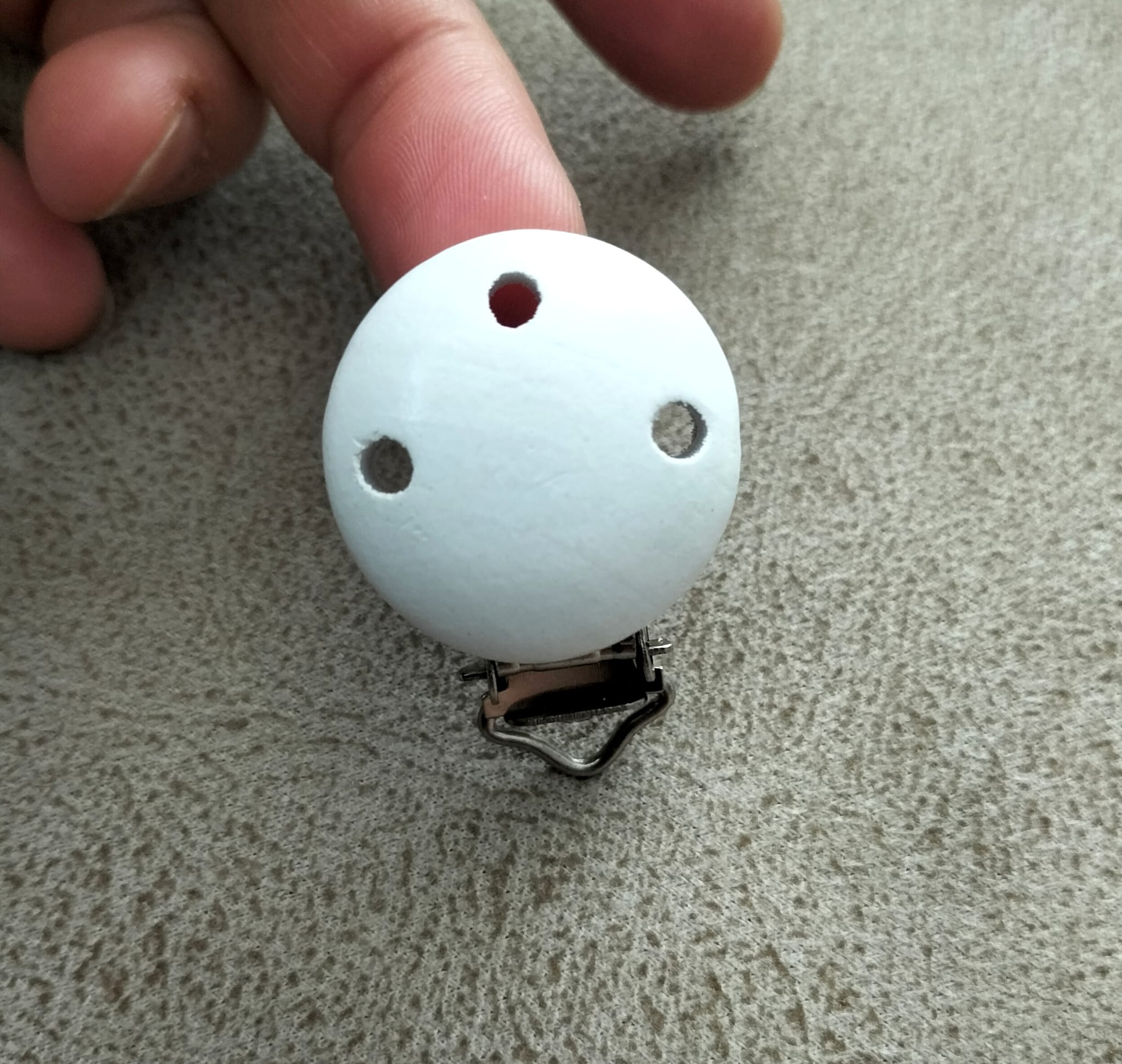 Ahşap Mantar Emzik Klips Beyaz 3,5 cm
