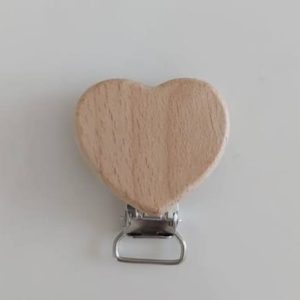 Ahşap Emzik Klips Kalp