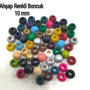 Ahşap Renkli Boncuk 10 mm (60 adet)