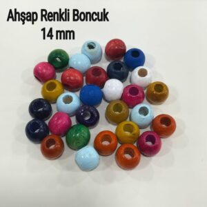 Ahşap Renkli Boncuk 14 mm (30 adet)