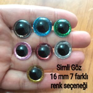 Vidalı Göz simli 16 mm 5 çift Amigurumi