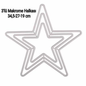 Plastik Yıldız Makrome Halkası, Düş kapanı 3’lu Büyük Boy